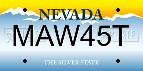 MAW45T Nevada License Plate
