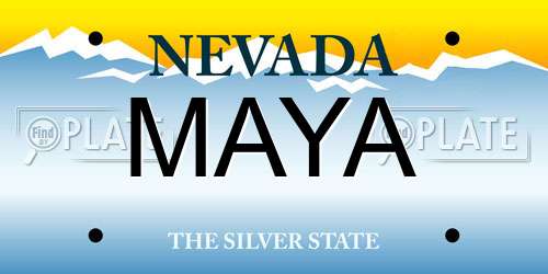 MAYA Nevada License Plate