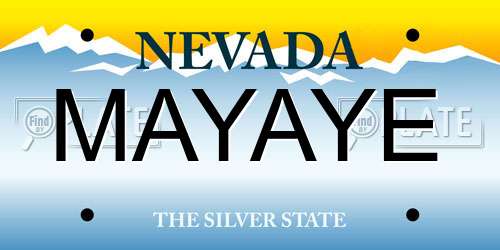 MAYAYE Nevada License Plate