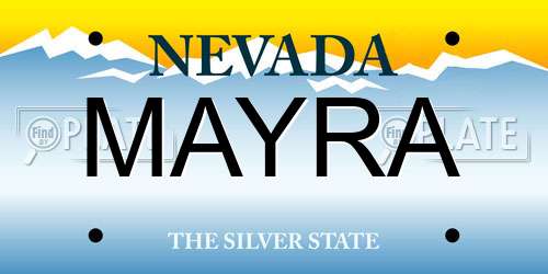 MAYRA Nevada License Plate