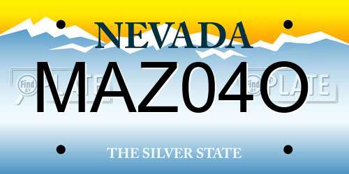 MAZ04O Nevada License Plate