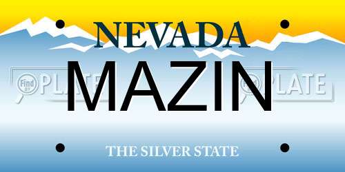 MAZIN Nevada License Plate