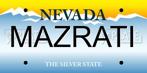 MAZRATI Nevada License Plate
