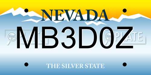 MB3D0Z Nevada License Plate