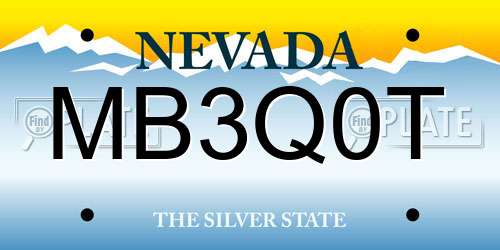 MB3Q0T Nevada License Plate