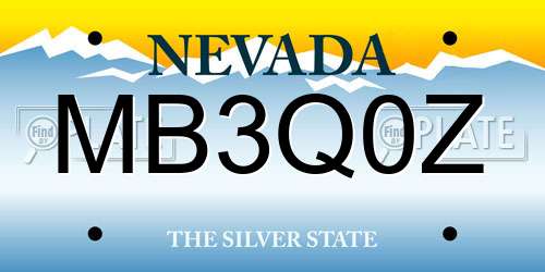 MB3Q0Z Nevada License Plate
