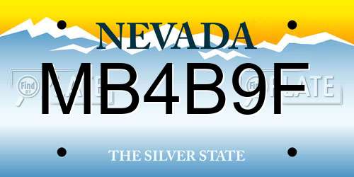 MB4B9F Nevada License Plate