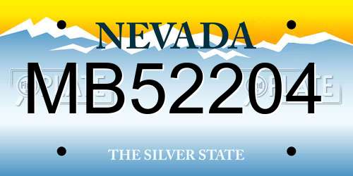 MB52204 Nevada License Plate
