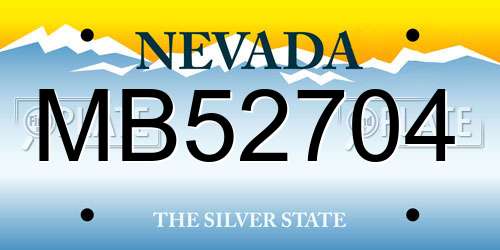MB52704 Nevada License Plate