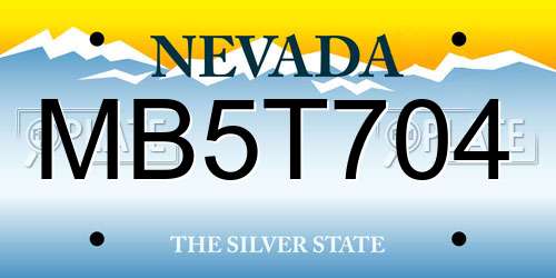 MB5T704 Nevada License Plate