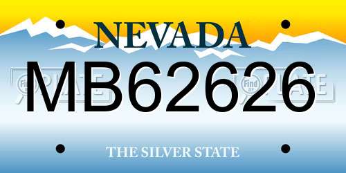 MB62626 Nevada License Plate