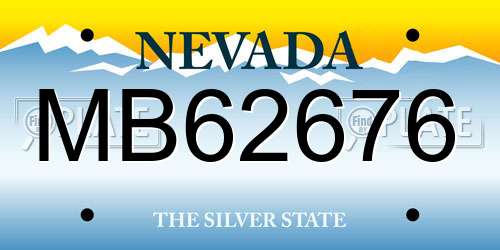 MB62676 Nevada License Plate