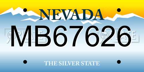 MB67626 Nevada License Plate