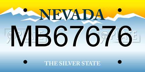 MB67676 Nevada License Plate