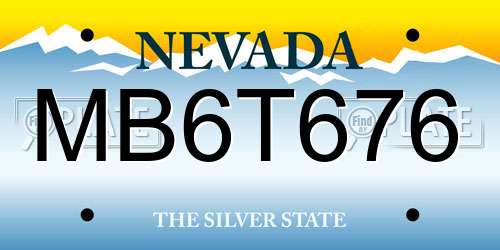 MB6T676 Nevada License Plate