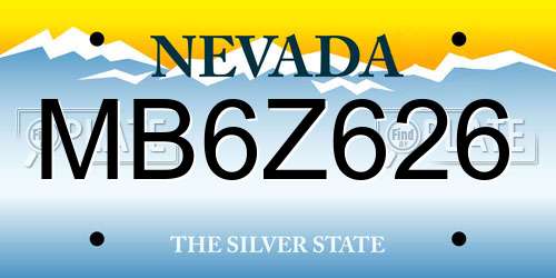 MB6Z626 Nevada License Plate