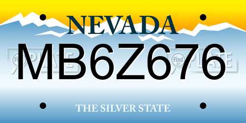 MB6Z676 Nevada License Plate