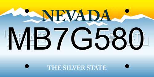 MB7G580 Nevada License Plate