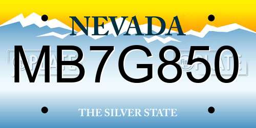 MB7G850 Nevada License Plate