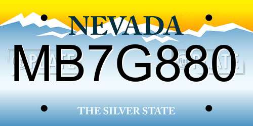 MB7G880 Nevada License Plate