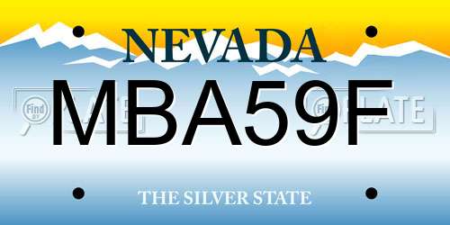 MBA59F Nevada License Plate
