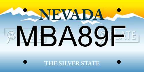 MBA89F Nevada License Plate