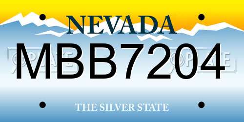 MBB7204 Nevada License Plate