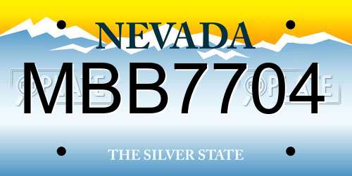 MBB7704 Nevada License Plate