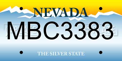MBC3383 Nevada License Plate