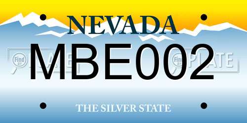 MBE002 Nevada License Plate