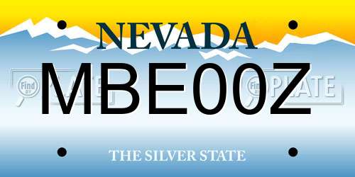 MBE00Z Nevada License Plate