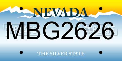 MBG2626 Nevada License Plate