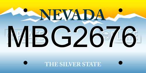 MBG2676 Nevada License Plate