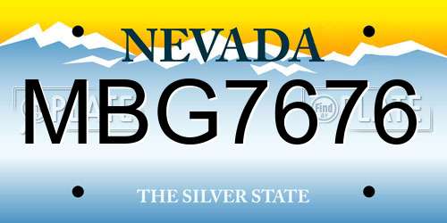 MBG7676 Nevada License Plate