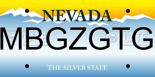 MBGZGTG Nevada License Plate