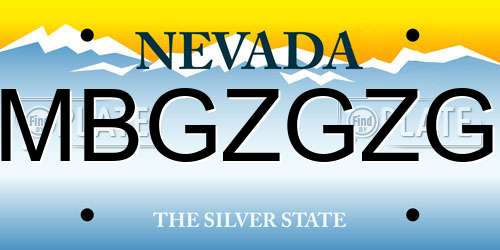 MBGZGZG Nevada License Plate