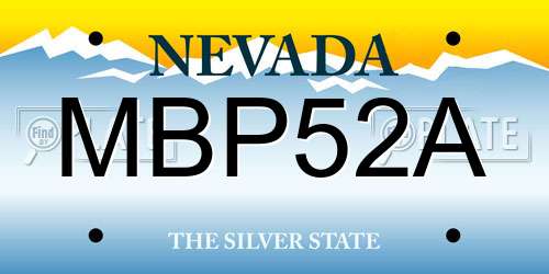 MBP52A Nevada License Plate