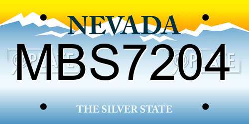 MBS7204 Nevada License Plate