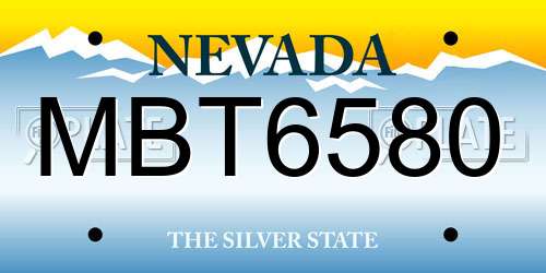 MBT6580 Nevada License Plate