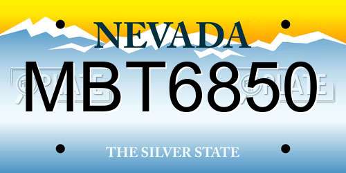 MBT6850 Nevada License Plate