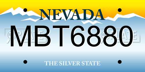 MBT6880 Nevada License Plate