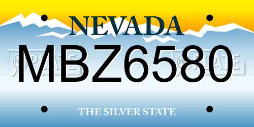 MBZ6580 Nevada License Plate