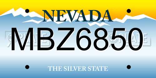 MBZ6850 Nevada License Plate