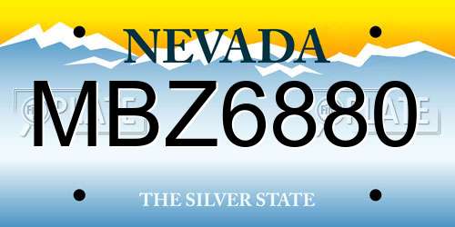 MBZ6880 Nevada License Plate