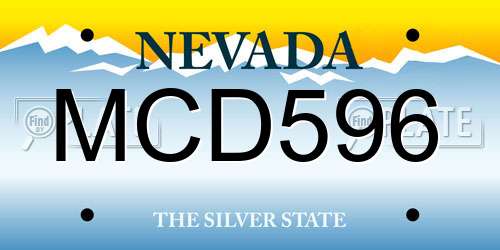 MCD596 Nevada License Plate