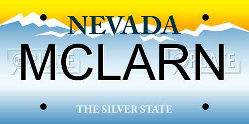 MCLARN Nevada License Plate