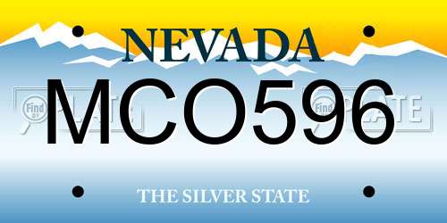 MCO596 Nevada License Plate