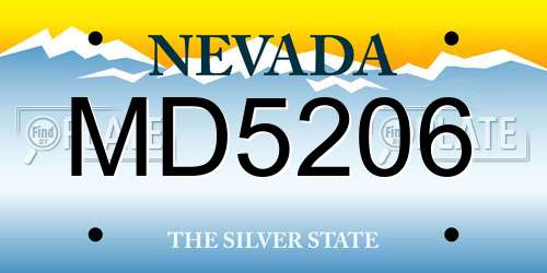 MD5206 Nevada License Plate