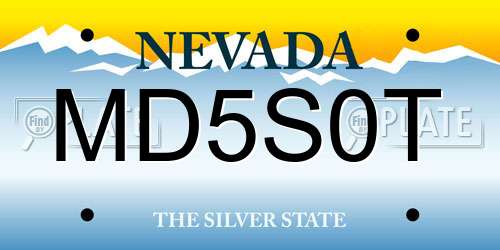 MD5S0T Nevada License Plate