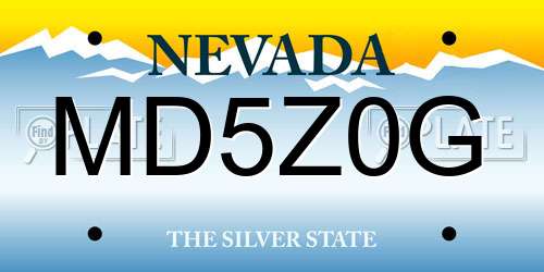 MD5Z0G Nevada License Plate